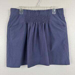 Banana Republic Pull On Smocked Pleated A-Line Mini Skirt Pockets Purple 12